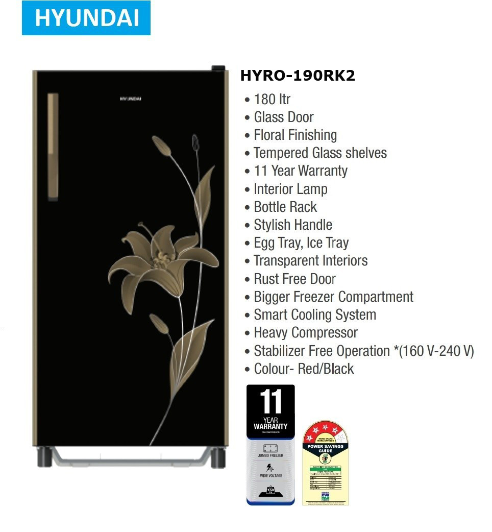 Hyundai 190 Liters Single Door Refrigerator: HYRO-190RK2